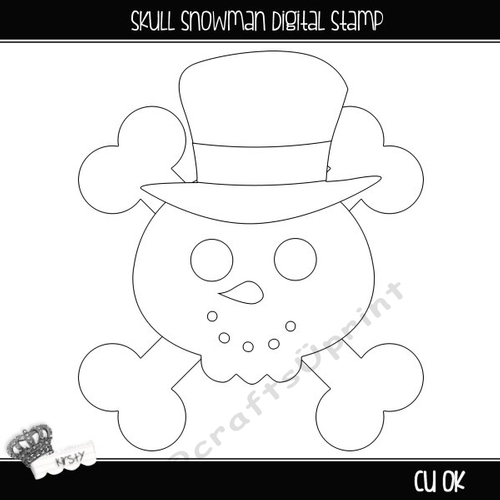 Skull Snowman - Digital Stamp