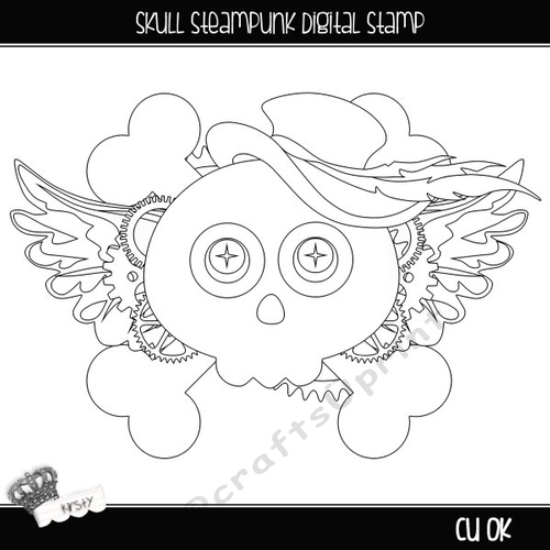 Skull Steampunk 1 - Digital Stamp