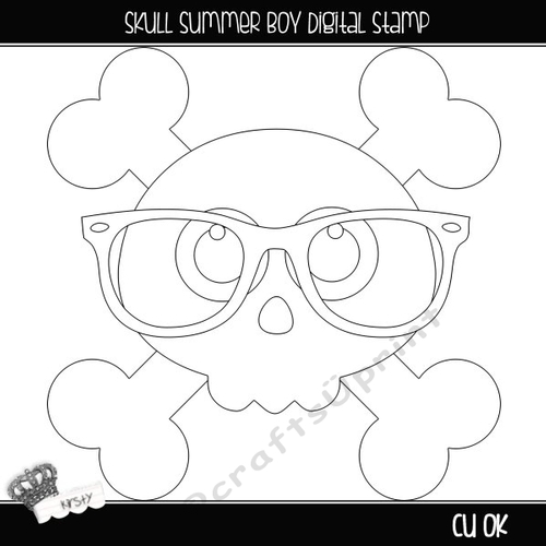 Skull Summer Boy - Digital Stamp