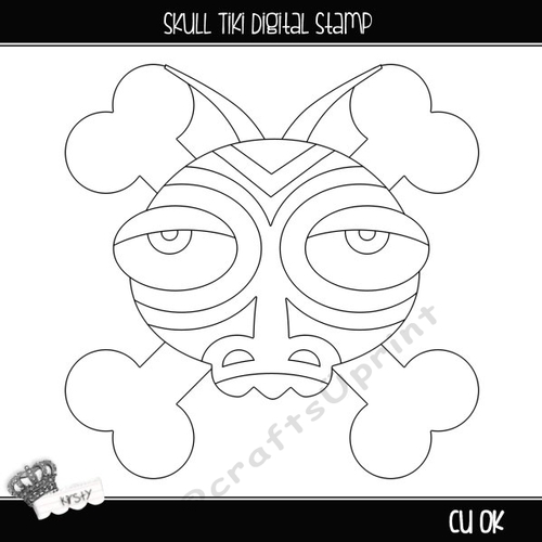 Skull Tiki Tiki - Digital Stamp