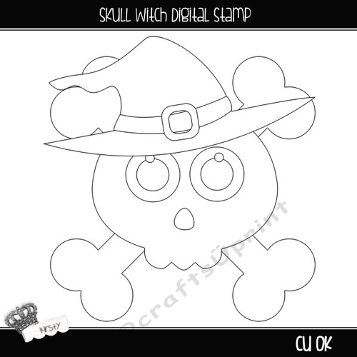 Skull Witch - Digital Stamp