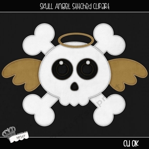 Skull Angel - Stitched Clipart