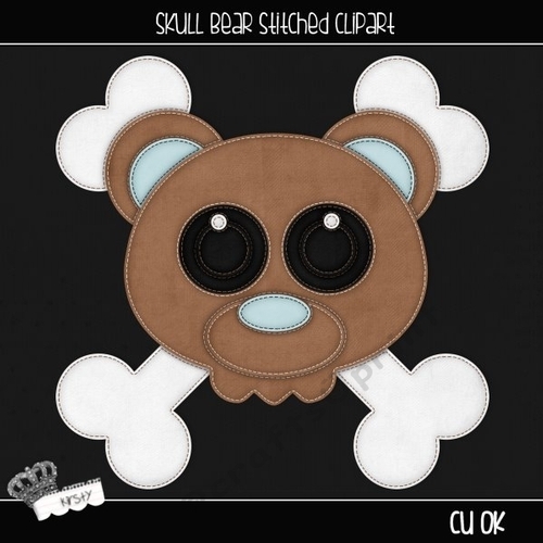 Skull Bear - Stitched Clipart