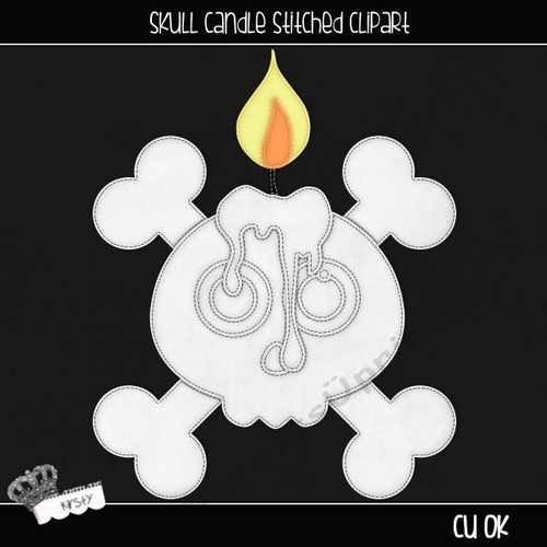 Skull Candle - Stitched Clipart