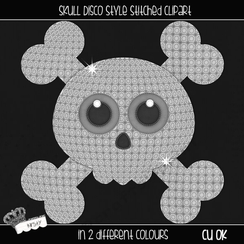 Skull Disco Style - Stitched Clipart