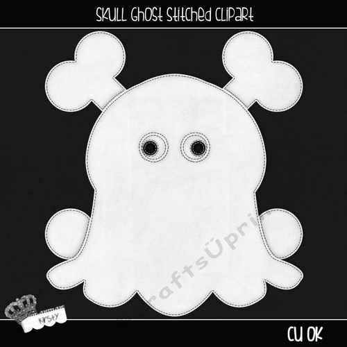 Skull Ghost - Stitched Clipart