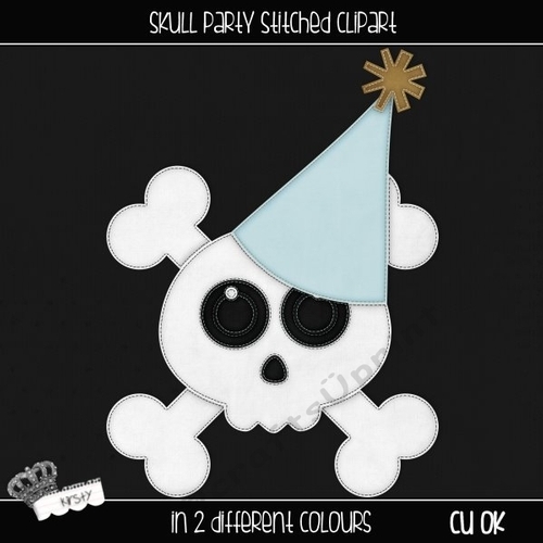 Skull Party - Stitched Clipart