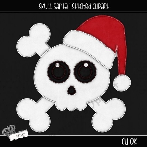 Skull Santa 1 - Stitched Clipart
