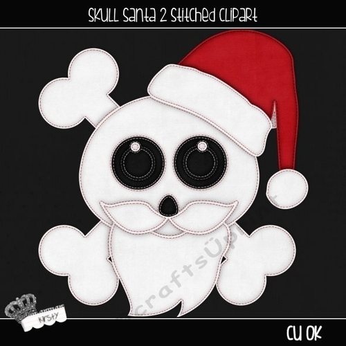 Skull Santa 2 - Stitched Clipart
