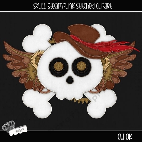 Skull Steampunk 1 - Stitched Clipart