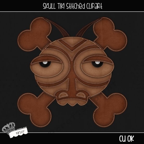 Skull Tiki Tiki - Stitched Clipart