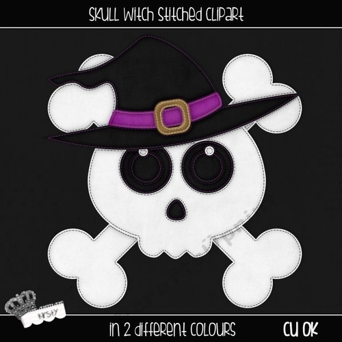 Skull Witch - Stitched Clipart