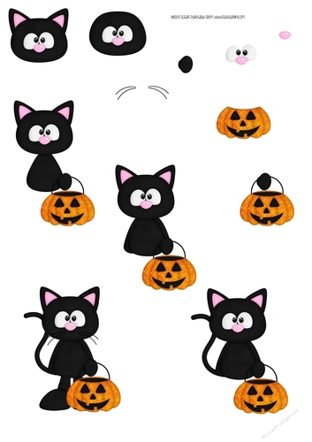 MeowlOween 2 Glitterd - A4 Decoupage