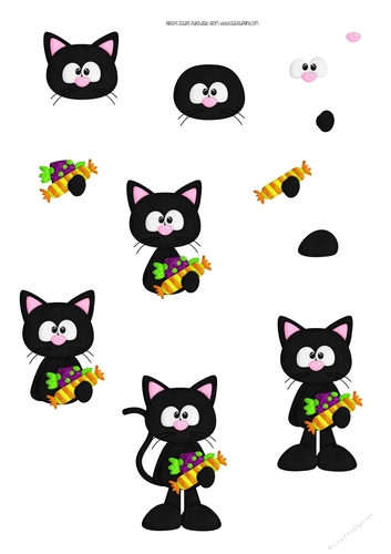 MeowlOween 3 Glitterd - A4 Decoupage