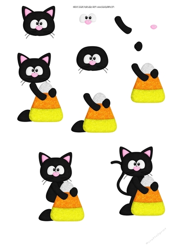 MeowlOween 4 Glitterd - A4 Decoupage