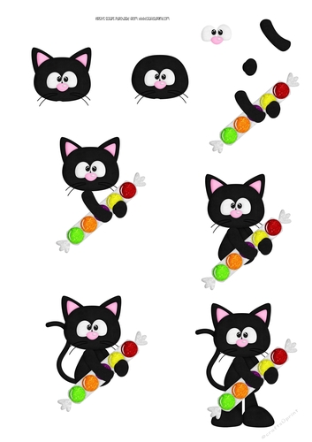 MeowlOween 5 Glitterd - A4 Decoupage