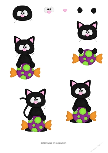 MeowlOween 6 Glitterd - A4 Decoupage