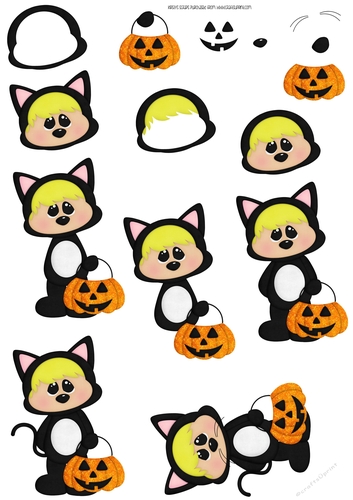 Halloween Chubbie Chops 2 Glitterd - A4 Decoupage