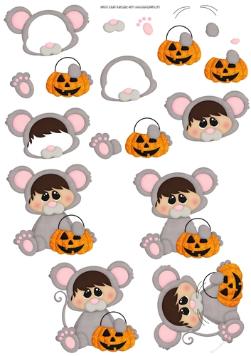 Halloween Chubbie Chops 5 Glitterd - A4 Decoupage