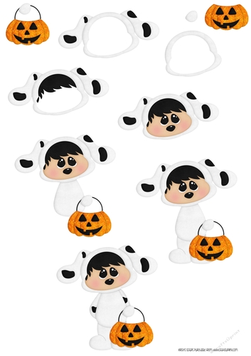 Halloween Chubbie Chops 6 Glitterd - A4 Decoupage