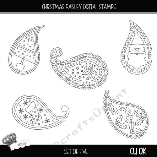 Christmas Paisley - Digital Stamps