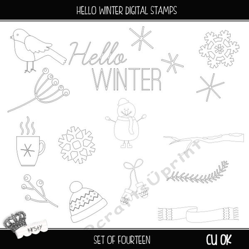 Hello Winter - Digital Stamps