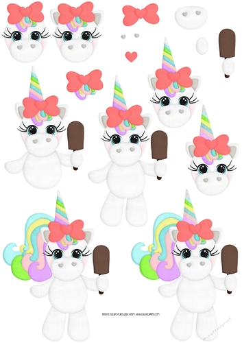 Yummy Unicorn Set 1 - Decoupage Sheet 1