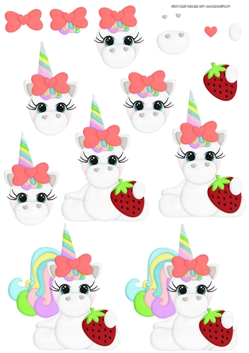 Yummy Unicorn Set 1 - Decoupage Sheet 4