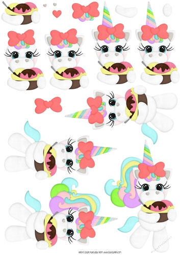 Yummy Unicorn Set 1 - Decoupage Sheet 6