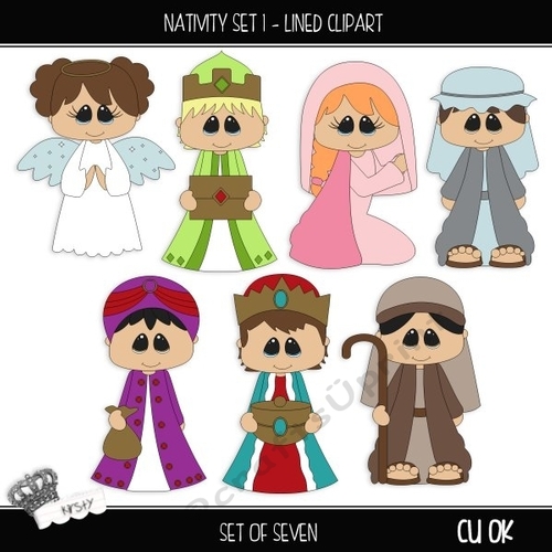 Nativity Set 1 - Lined Clipart