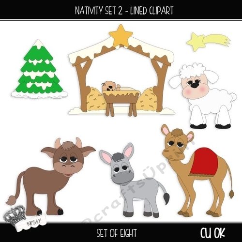 Nativity Set 2 - Lined Clipart