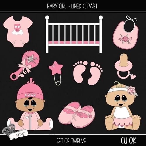 Baby Girl - Lined Clipart