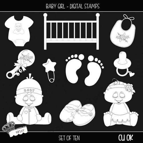 Baby Girl - Digital Stamps