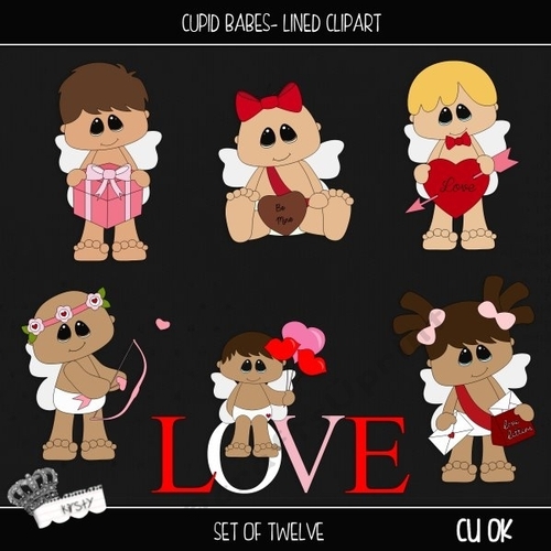 Cupid Babes - Lined Clipart