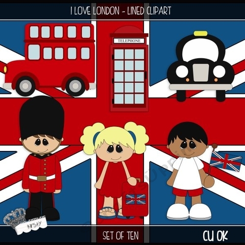 I Love London - Lined Clipart