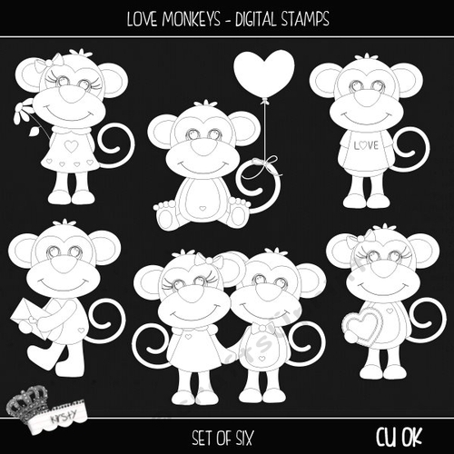 Love Monkeys - Digital Stamps