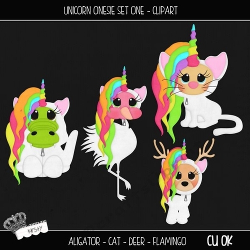 Unicorn Onesie Set 1 - Clipart
