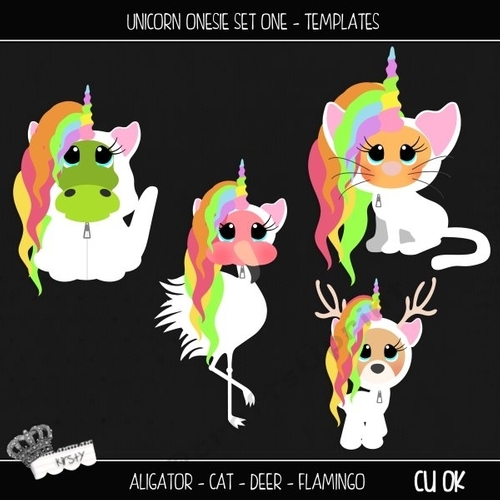 Unicorn Onesie Set 1 - Layered Templates
