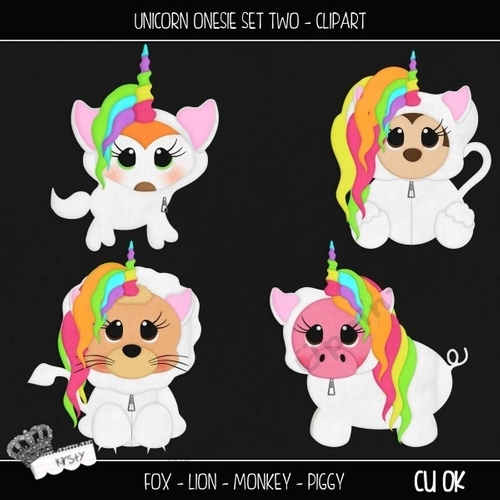Unicorn Onesie Set 2 - Clipart