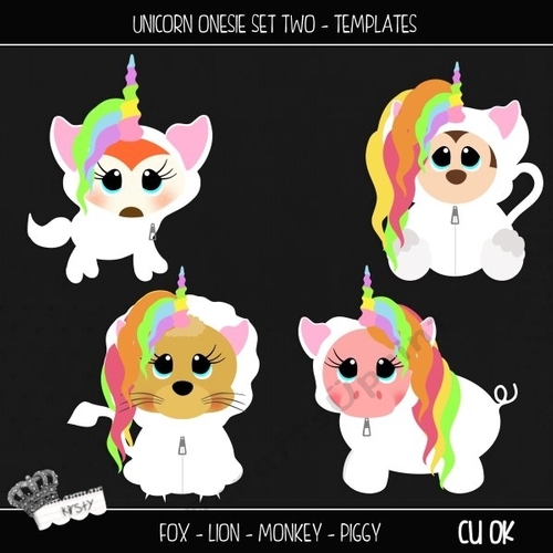 Unicorn Onesie Set 2 - Layered Templates
