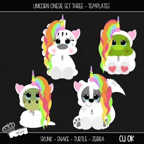 Unicorn Onesie Set 3 - Layered Templates