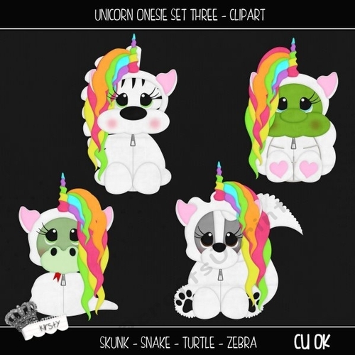 Unicorn Onesie Set 3 - Clipart