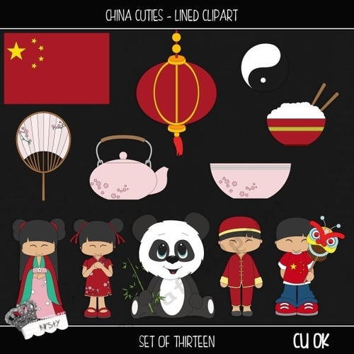 China Cuties - Lined Clipart