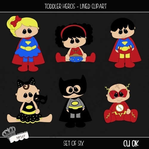Toddler Heros - Lined Clipart