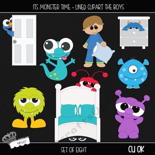 Its Monster Time - Lined Clipart The Boys