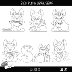 Snow Bunnys - Digital Stamps