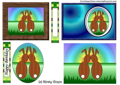 4 Bunny Toppers with Tags