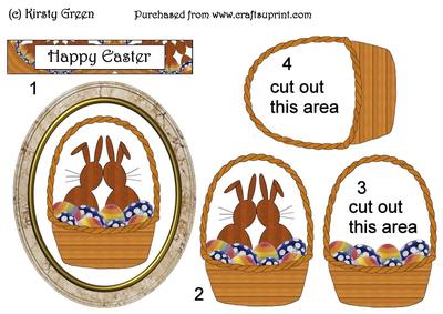 Easter Bunnies Decoupage with Tag