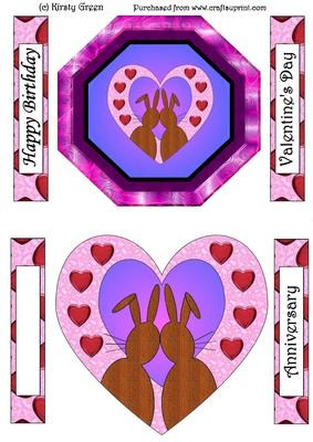 2 Bunnies in Love Toppers with Tags