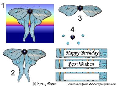 Luna Moth Decoupage with Matching Tags